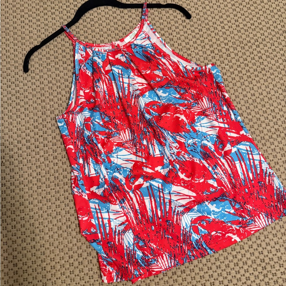Jade-Melody Tam Red and Blue Patterned Tank